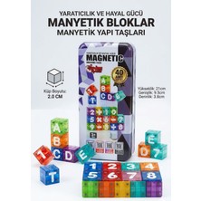 Btrcmpny-Manyetik Yapı Blokları Mıknatıslı Alfabe Sayılar Toplama Çıkarma Bölme Çarpma 40 Parça Renkli Küp