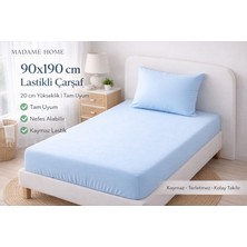 Madame Home Tek Kişilik Lastikli Çarşaf Takımı 90X190 cm Pamuklu Kumaş 1 Adet Yastık Kılıfı Köşe Derinlik 20CM
