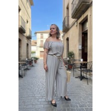 Byemelika Beli Büzgülü Italyan Ipek Tulum (Vizon)