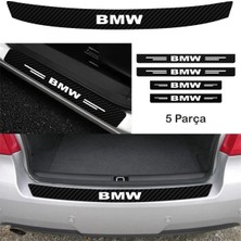 Bmw 525 Için Uyumlu Aksesuar Oto Bağaj ve Kapı Eşiği Sticker Set Karbon