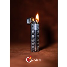 Caka Lighter Petra Flora Silver Benzinli Çakmak - CKL-065