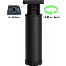 Eymen Yapı Metal Mobilya Koltuk 13 -17 cm Ayarlı Orta Destek Ayağı Mat Siyah