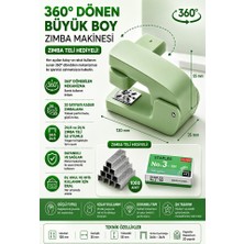ArtMaster Yeşil Zımba Makinesi 24/6 1 Adet Fixpoint P-4550 Pastel Renkler Büyük Zımba Makinası ve Teli 20 25 Sayfa Dereceli Ofis