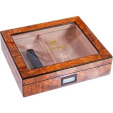 Cohiba Kahverengi Camlı Sedir Humidor Puro Kutusu