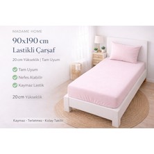 Madame Home Tek Kişilik Lastikli Çarşaf Takımı 90X190 cm Pamuklu Kumaş 1 Adet Yastık Kılıfı Köşe Derinlik 20CM