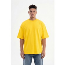 Machinist Erkek Basic Pamuklu Super Oversize Tişört Koyu Sarı