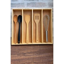 Ayfiwood 45X40 cm Ahşap Kaşıklık Çekmece Içi Kepçe Maşa ve Servis Gereçleri Düzenleyici Organizer
