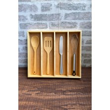 Ayfiwood 40X35 cm Ahşap Kaşıklık Çekmece Içi Kepçe Maşa ve Servis Gereçleri Düzenleyici Organizer