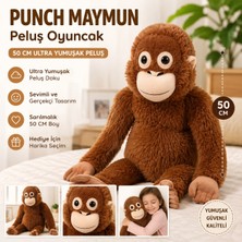 Trust Store Ultra Yumuşak Peluş 50 cm Sevimli Punch Maymun Oyuncak Unisex Hediyelik Kahverengi