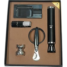 Cohiba 3 Torch Çakmak Makas Tüp Sehpa Küllük Siyah Beşli Puro Seti