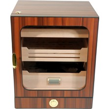 Premium Quality Premiumquality Las Condes Aksesuar Çekmeceli Içi Ledli Kahverengi Sedir Humidor Puro Kutusu