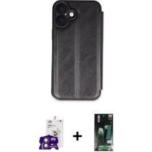 Pileli Store Pilelistore™ iPhone 16 Kılıf Zirve Yansıma Serisi - Siyah 360 Mat Full Body Arka Koruyucu + Bilvis Titan Kamera Lens - Pe