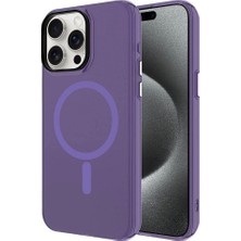 Apple iPhone 15 Pro Max Kılıf Zore M-Safe Şarj Özellikli Buzlu Transparan C-Pro Sert Kapak