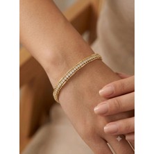 Melisa Takı & Aksesuar 316L Çelik 14K Kaplama Gold Renk Üç Zincirli Bileklik