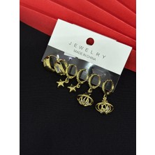 Melisa Takı & Aksesuar 316L Çelik Jewelry Gold Renk 6lı Set Küpe