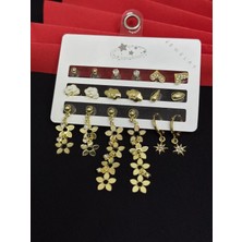 Melisa Takı & Aksesuar 316L Çelik Jewelry Gold Renk Çoklu Set Küpe
