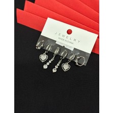 Melisa Takı & Aksesuar 316L Çelik Jewelry Gümüş Renk 6lı Set Küpe