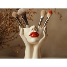Akbay 3D Modern Yüz Figürlü Dekoratif Makyaj Organizeri ve Fırçalık Standı
