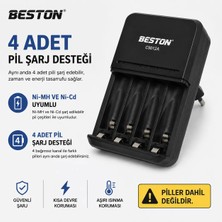 CoverZone Aa Aaa Şarjlı Pil Şarj Cihazı Ni-Mh Ni-Cd Uyumlu 1-4 Pil Destekli Akıllı LED Göstergeli Otomatik Kesme Özellikli Hızlı Pil Şarj Ünitesi | Beston C9012A