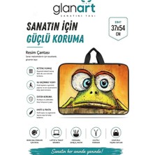 Glanart Askılı, Fermuarlı 35X50 Resim Çantası Su Geçirmez Ketenli Kumaş 35X50 Proje Çantası Oskar