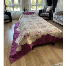 Farmlove Kırkyama Pamuk Saten Pike Yatakörtüsü Çeyizlik Elyapımı- Mor