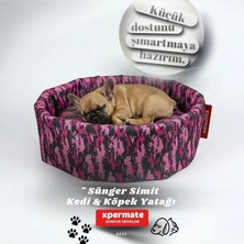 Xpermate Sünger Simit Küçük Irk Köpek Yatağı ve Kedi Yatağı 45 cm Kamuflaj