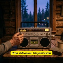 Dexxony DX-2508 Nostaljik Bluetooth Hoparlör ve Taşınabilir Radyo - 28 cm Büyük Boy, Çift Hoparlör, USB, Hafıza Kartı ve Type-C Şarjlı
