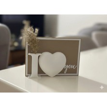 3Dikili Design I Love You Temalı Minimalist Kalp Dekoratif Obze