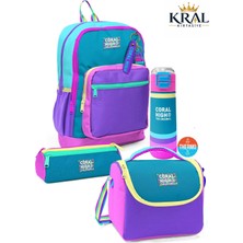 Coral High Pembe-Mor-Yeşil Renk Spektrumu 4'lü Okul Çanta Seti