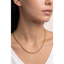 Mupte Jewelry Kadın Altın Renk Burgu Zincir Kolye