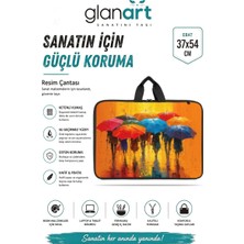 Glanart Askılı, Fermuarlı 35X50 Resim Çantası Su Geçirmez Ketenli Kumaş 35X50 Proje Çantası Yağmur