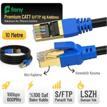 Feny FN-CAT7LS10 10GBPS Internet 60MHZ 10 Metre Cat7 Gold Patch Kablo (Yanmaz- Yüzde 100 Saf Bakır)