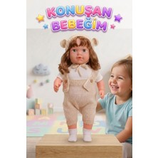 Farbu Oyuncak Konuşan Bebeğim 60 cm Türkçe Konuşan Örgü Tulum ve Şapkalı Kafası Bacakları Kolları Et Oyuncak Bebek