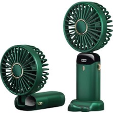 Feny FN-F30 Yeşil Kademeli Ultra Sessiz LED Göstergeli Katlanabilir Şarjlı 1200MAH Mini El Fanı