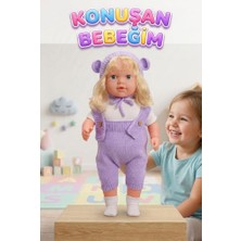 Farbu Oyuncak Konuşan Bebeğim 60 cm Türkçe Konuşan Örgü Tulum ve Şapkalı Kafası Bacakları Kolları Et Oyuncak Bebek