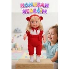 Farbu Oyuncak Konuşan Bebeğim 60 cm Türkçe Konuşan Örgü Tulum ve Şapkalı Kafası Bacakları Kolları Et Oyuncak Bebek