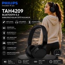Philips TAH4209BK Siyah Kulak Üstü Bluetooth Kulak