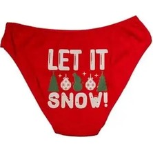 Yorpa Kırmızı Yılbaşı Desenli Let It Snow Pamuklu Külot