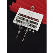 Melisa Takı & Aksesuar 316L Çelik Jewelry Gümüş Renk Çoklu Set Küpe