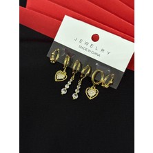 Melisa Takı & Aksesuar 316L Çelik Jewelry Gold Renk 6lı Set Küpe