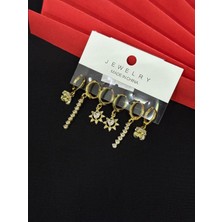 Melisa Takı & Aksesuar 316L Çelik Jewelry Gold Renk 6lı Set Küpe