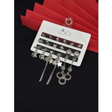 Melisa Takı & Aksesuar 316L Çelik Jewelry Gümüş Renk Çoklu Set Küpe