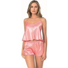 Yorpa Mercan Saten Babydoll Şort Takımı