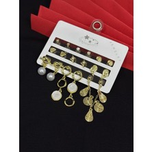 Melisa Takı & Aksesuar 316L Çelik Jewelry Gold Renk Çoklu Set Küpe