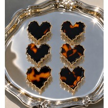 Haki Store Luna Heart Gold Detaylı Sallantılı Kadın Küpe