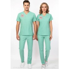 Onora Unisex Bermuda Mint Yeşili Aile Sağlığı Çalışanları Scrubs Üniforma Takım (Yeni Yönetmeliğe Uygun)Arma Yanında Gönderilecektir