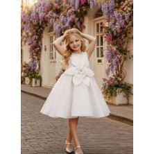 Pixina Kız Çocuk Elbise - Beyaz - 7 Yaş - 25026-BEYAZ-7 Yaş