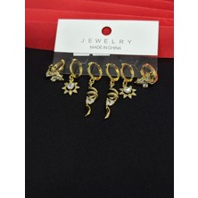 Melisa Takı & Aksesuar 316L Çelik Jewelry Gold Renk 6lı Set Küpe
