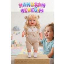 Farbu Oyuncak Konuşan Bebeğim 60 cm Türkçe Konuşan Örgü Tulum ve Şapkalı Kafası Bacakları Kolları Et Oyuncak Bebek