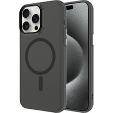 Apple iPhone 15 Pro Kılıf Zore M-Safe Şarj Özellikli Buzlu Transparan C-Pro Sert Kapak